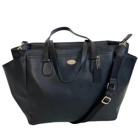 Coach Black Leather Diaper Bag with Changing Pad - Picture 2 of 11